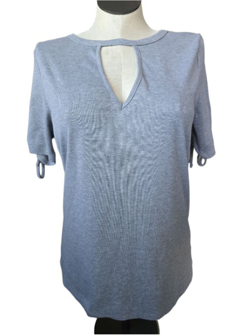 Torrid Gray Ribbed Short Sleeve Tee with Lace-Up Detail 2X